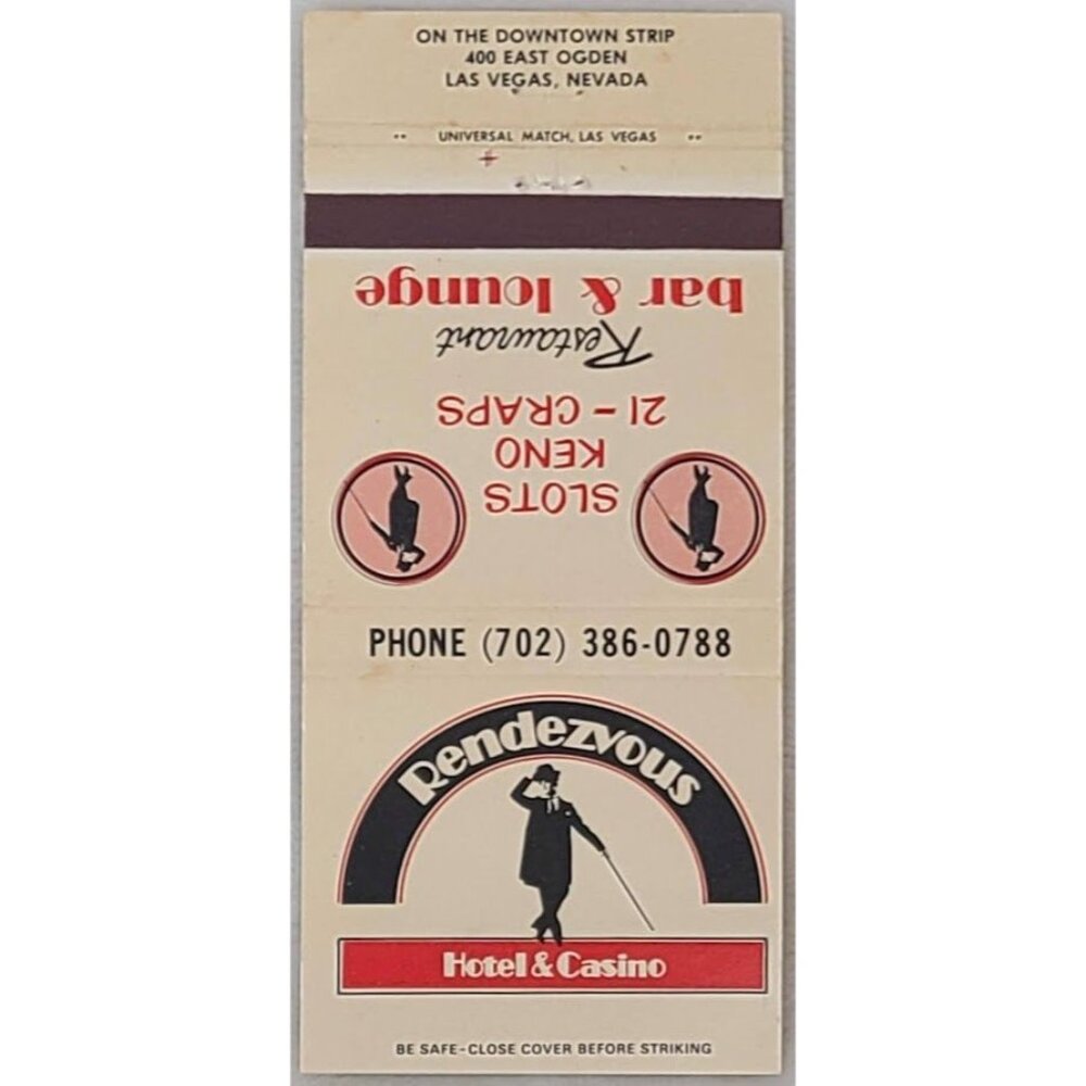 Vintage Rendezvous Hotel & Casino Las Vegas Nevada Matchbook Cover